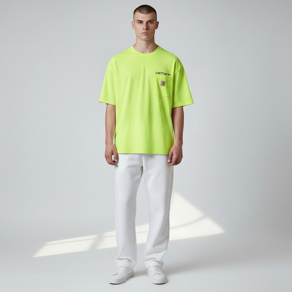 Carhartt Mens Loose Fit Pocket T-Shirt Neon Lime Green Medium